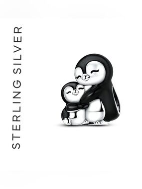 🌟 S925 Sterling Silver Mom & Child Penguin Charm